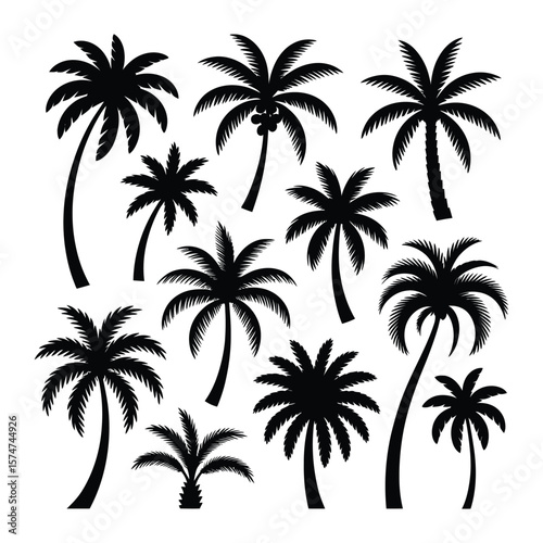 Seamless tropical palm tree silhouettes create a summer beach vector pattern for your island vacation design needs