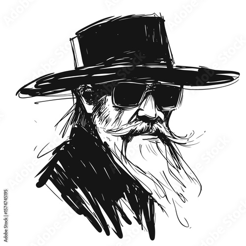 Undertaker, funeral and ritual services icon in sketch style
