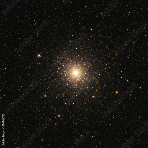 Stellar Nursery: Photorealistic Rendering of a Globular Cluster in Halftone, 8K.