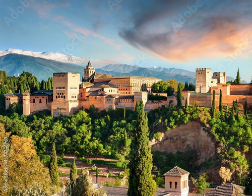 famous alhambra in granada andalusia spain
