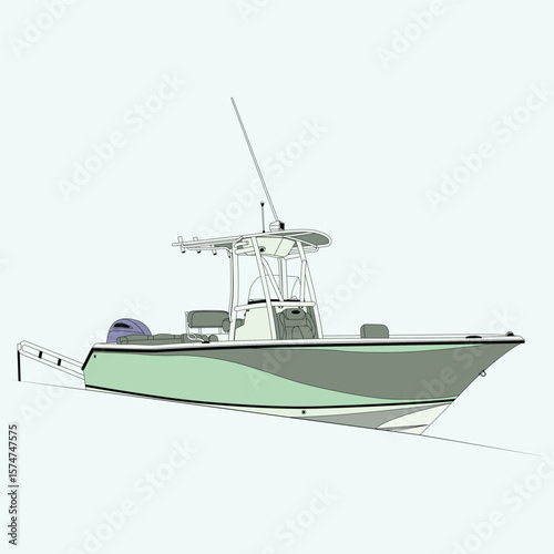 Vector Boat Line Art Illustration 
