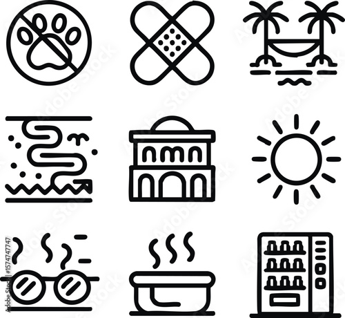 Vector Icons Vacation, Relaxation, and Wellness Symbols