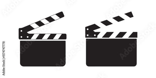 Iconic Film Movie Clapperboard Silhouettes for Cinema Production and Filmmaking
