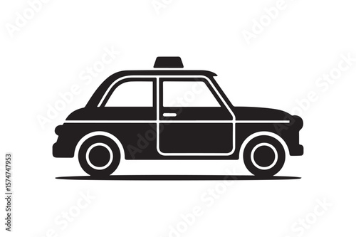Classic Taxi Cab Vehicle Silhouette for City Transportation and Ride Service