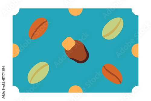 Flat Icon Set Of Nuts And Legumes In Seamless Pattern