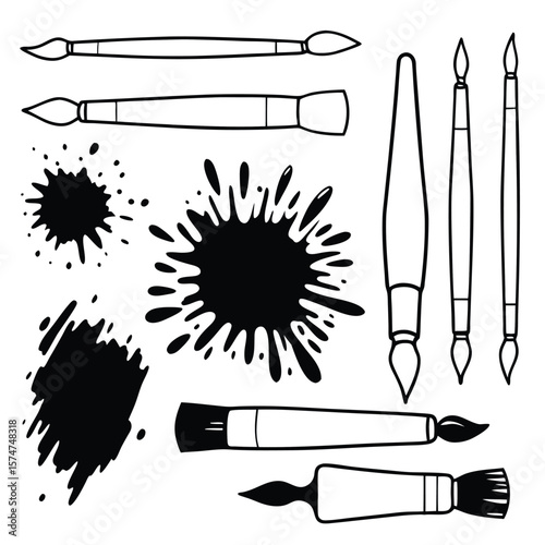 A versatile set of art and cosmetic brushes, pens, and tools for various design and makeup applications