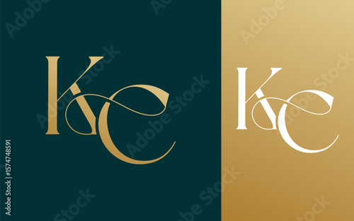 Initial letter KC CK logo design vector illustration for couple, wedding, and business
