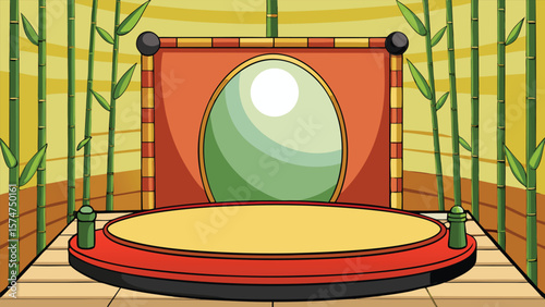 Elliptical Bamboo Stage with Zen Garden Vibe.