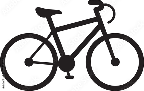 Simple black silhouette of a bicycle isolated on white background