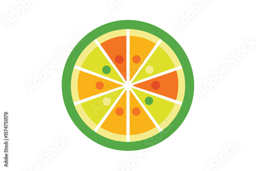 Cross Section Fruit Slice Pattern In Vibrant Colors On White