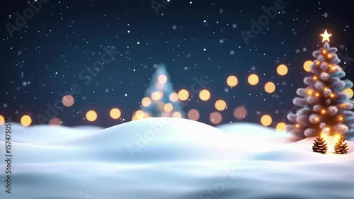 Magical winter scene with illuminated Christmas trees