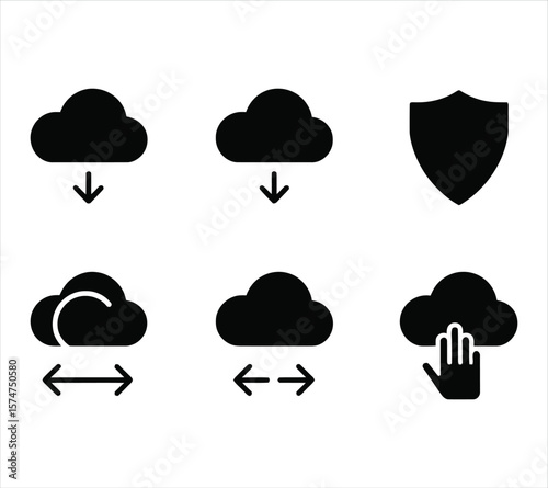 Cloud API and Automation Icons Silhouette