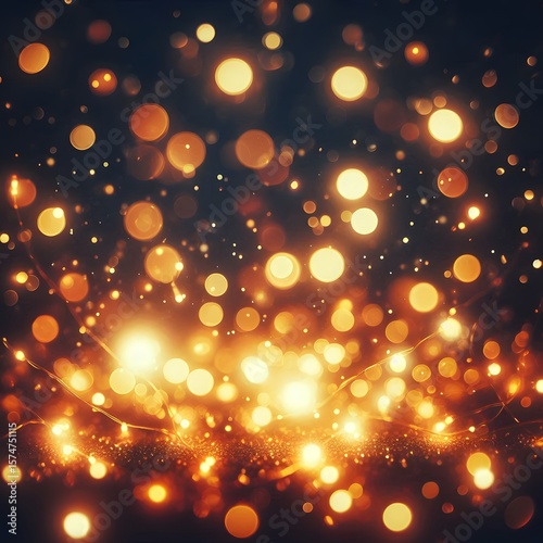Abstract Bokeh Lights: Sparkling Orbs of Warm Orange and Yellow