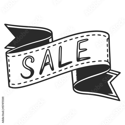Vector illustration of a vintage black and white label design on a blackboard