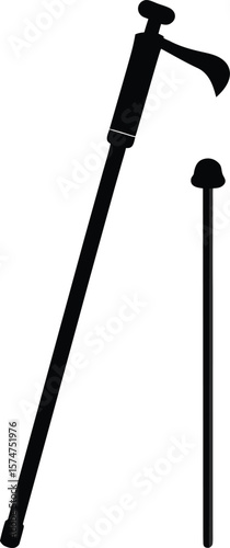 Walking cane silhouette on a white background