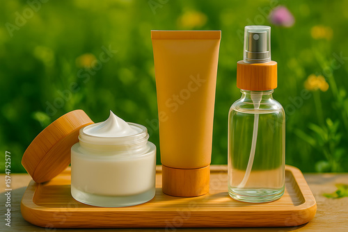 Outdoor Natural Skincare Products on Wood