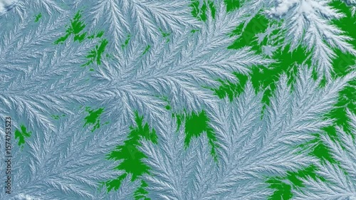 Abstract frost pattern animation with green screen and black screen transitions 4K