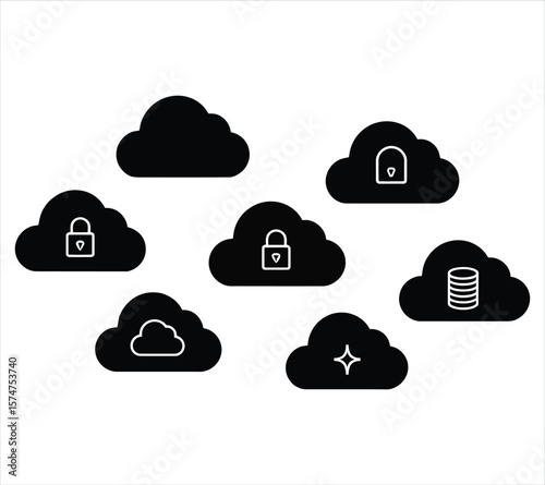 Cloud Server and User Interaction Silhouettes