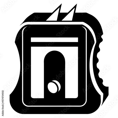 Simple black silhouette of a classic pencil sharpener a tool for sharpening pencils