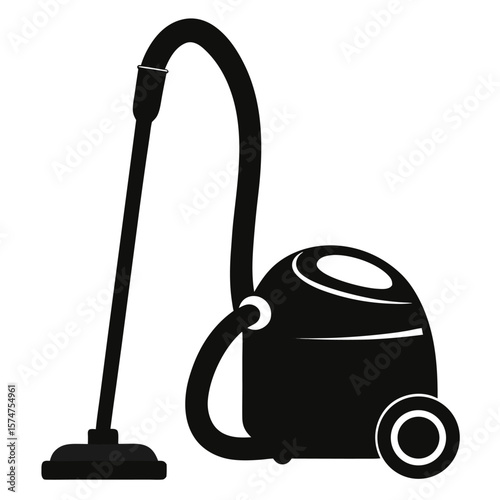 Clean black silhouette of a modern vacuum cleaner for household chores and cleaning services