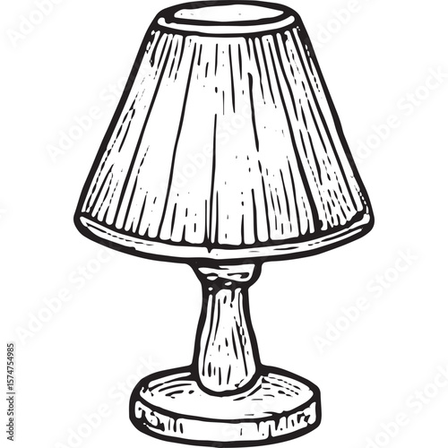 Hand-Drawn Lamp Icon - Cozy Bedroom Lighting Illustration for Home Decor