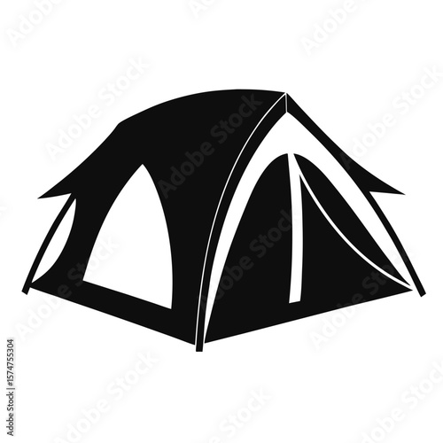 Simple black silhouette of a camping tent perfect for outdoor adventure themes