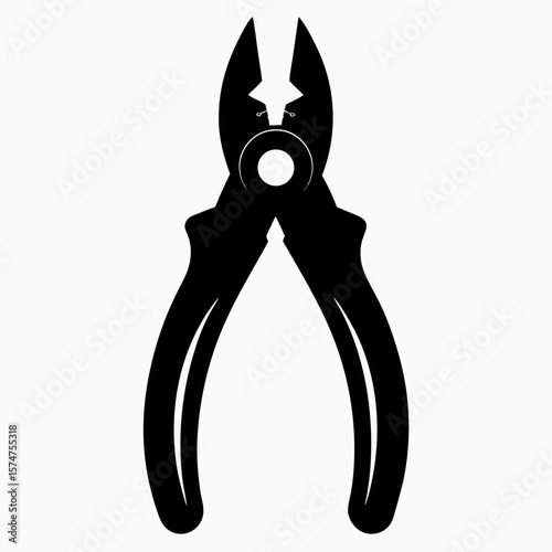 Bold black silhouette of versatile pliers a classic tool for crafting and repairs