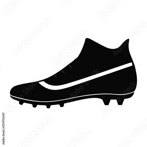Dynamic black silhouette of a modern football boot perfect for sports and athletic designs