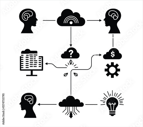 Cloud Storage and Data Transfer Silhouette