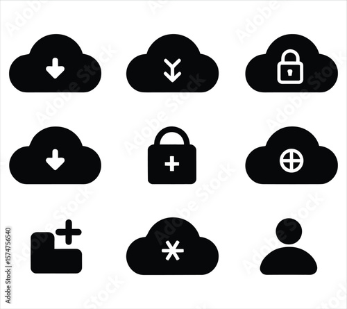 Cloud Technology Workflow Silhouettes