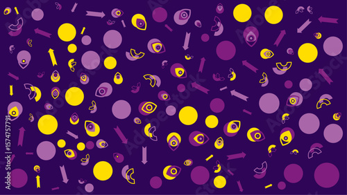 Abstract design with purple and yellow shapes. Vector for abstract background, presentation, website, and creative poster.
