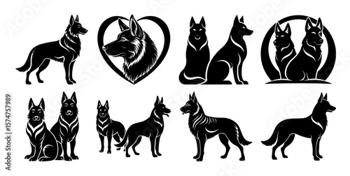 German Shepherd Silhouette bandle set