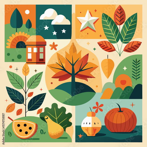 seamless pattern with autumn trees
