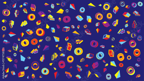 Vibrant 80s style geometric pattern. Vector for abstract background, presentation, website, and creative poster.