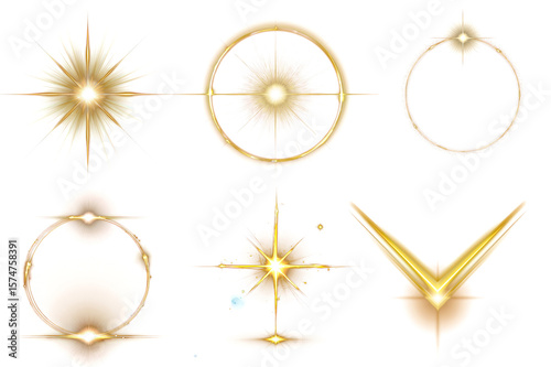 set of golden christmas decorations