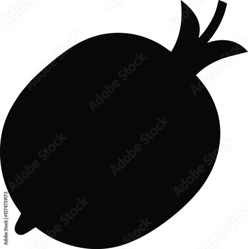 A papaya and a tomato fruit silhouette white background