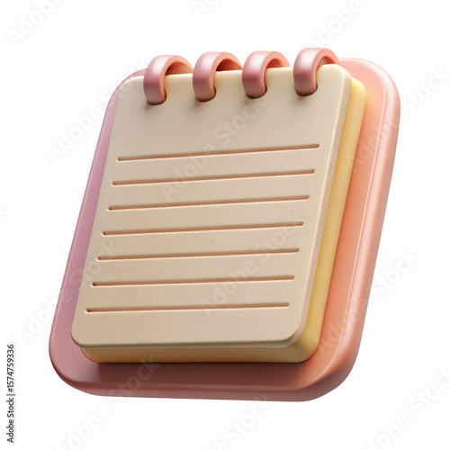 3d notepad icon isolated on transparent background