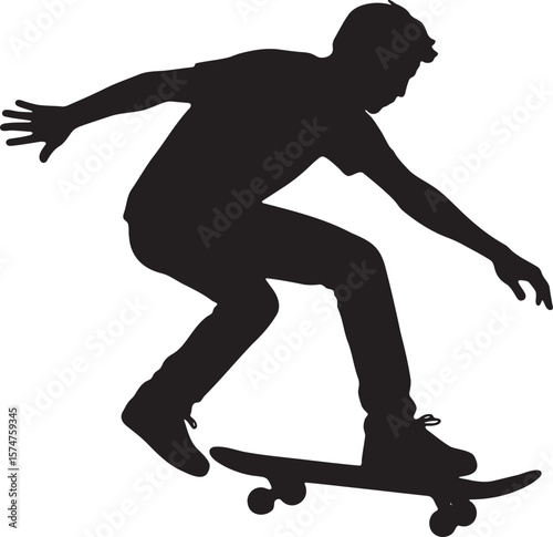 Silhouette of a person skateboarding action