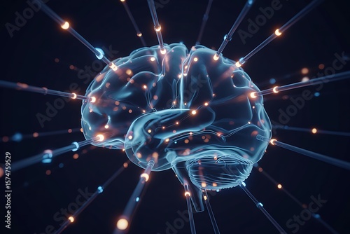 Abstract Neural Network Connections Illustrating Advanced Artificial Intelligence and Cognitive Processes