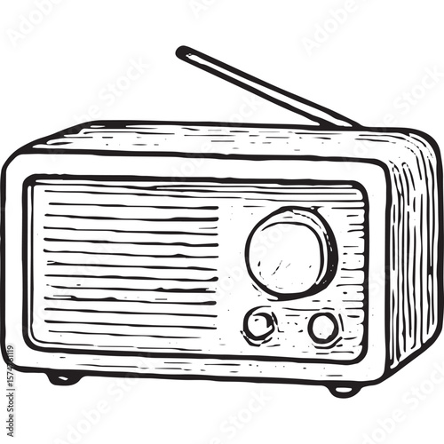 Hand-Drawn Radio Icon - Cozy Vintage Audio Illustration for Decor