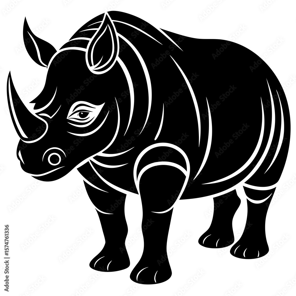 Fototapeta premium rhino cartoon coloring page