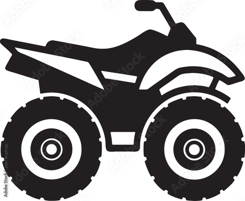 Black silhouette of an all terrain vehicle atv isolated on white background