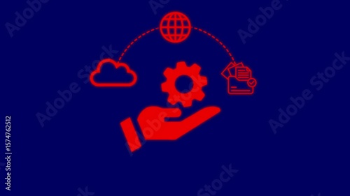 Conceptual graphic depicting data synchronization and cloud computing solutions worldwide