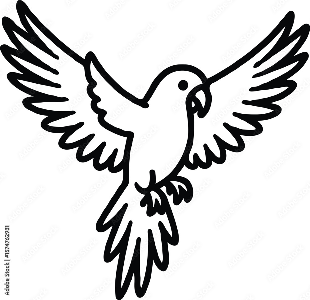 Fototapeta premium Elegant Line Art Bird in Flight A Simple, Beautiful Avian Illustration