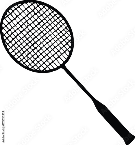Badminton Racket A Hand-Drawn Illustration of a Classic Sports Equipment