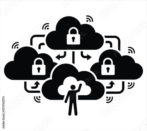 Isometric Cloud Computing Vector Set