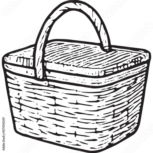 Hand-Drawn Basket Icon - Cozy Storage Illustration for Home Decor