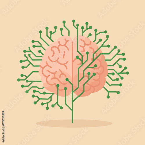 Illustration of neural networks in the brain for mental health education and neuroscience awareness
