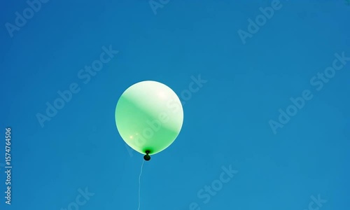 Light green balloon against a clear blue sky