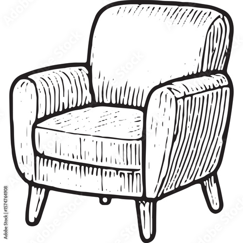 Hand-Drawn Armchair Icon - Cozy Furniture Illustration for Interior Design
